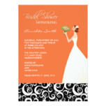 Orange and Black Bridal Shower Invitations