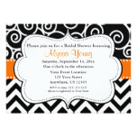Orange Black Chevron Bridal or Baby Shower Invite