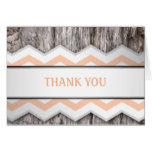 Orange Chevron & Wood Rustic Thank You Cards