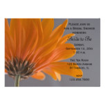 Orange Daisy on Gray Bridal Shower Invitation