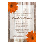 Orange Daisy Rustic Barn Wood Bridal Shower Card