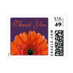 Orange Gerbera Daisy Purple Wedding Thank You Postage Stamp