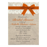 Orange Lace Burlap Bridal Shower Invitation