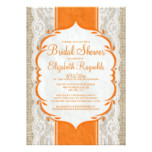 Orange Linen Burlap Lace Bridal Shower Invitations
