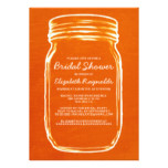 Orange Mason Jar Bridal Shower Invitations