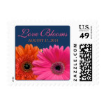 Orange Pink Navy Gerbera Daisy Love Blooms Wedding Postage