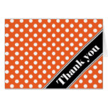 Orange Polka Dot Black Stripe Thank You Cards