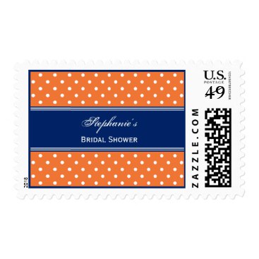 Orange, White Polka Dot with Royal Blue Postage Stamp