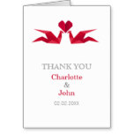 origami red cranes Wedding Thank You cards