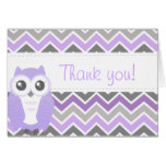 Owl Baby Shower Thank You Note Lilac Chevron Card
