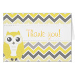 Owl Baby Shower Thank You Note Yellow Chevron Card