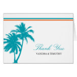 Palm Tree Orange and Teal Thank You Card
