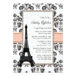 Parisian Coral Peach Bridal Shower Invitations