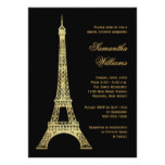 Parisian Eiffel Tower Black & Gold Bridal Shower Card
