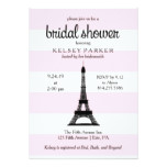 Parisian Pink Stripes Eiffel Tower Bridal Shower Card