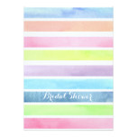 Pastel Watercolor Stripes Bridal Shower Custom Card