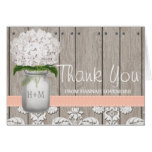 Peach Hydrangea Monogrammed Mason Jar THANK YOU Card