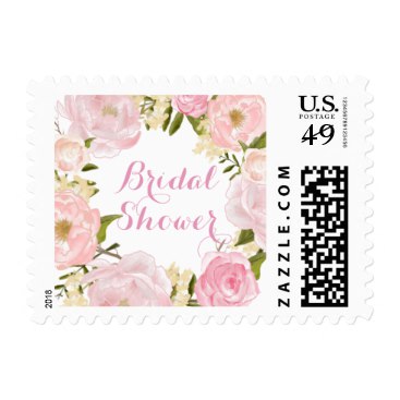 Peach Pink Spring Rose Bridal Shower Stamp