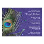 Peacock Feather Jewels Purple Bridal Shower Card