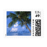 Personalized Tropical Beach Palm Tree Wedding Postage