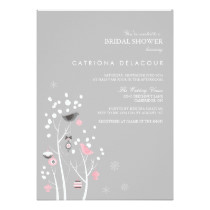 Pink and Gray Winter Snow Bridal Shower Invitation