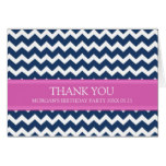 Pink Blue Chevron Birthday Party Thank You Card