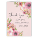 Pink Blush Pastel Floral Bridal Shower Thank You Card