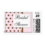 Pink Brown Polka Dots Bridal Shower Invitation Postage