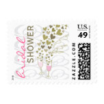 Pink Champagne Cheers Hearts Bridal Shower Stamps
