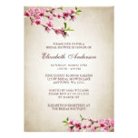 Pink Cherry Blossoms Vintage Tan Bridal Shower Card