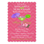 Pink Chevron Margarita Monograms Bridal Shower Card
