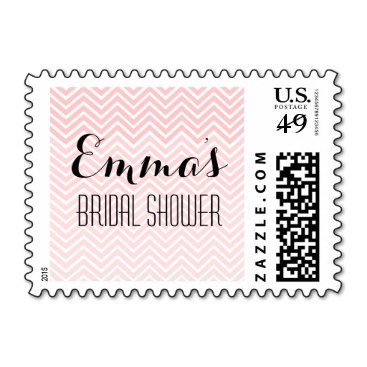 Pink Chevron Ombre Bridal Shower Postage Stamp