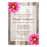 Pink Dahlia Rustic Barn Wood Bridal Shower Card