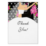 Pink Floral Bride & Groom Thank You Note Card