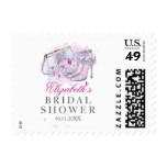 Pink Floral Crystal Bridal Shower Stamps