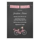 Pink Flowers Bicycle Bridal Shower Invitation