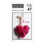 PINK FUCHSIA BRAIDED HEART ,VALENTINE'S DAY POSTAGE STAMP