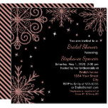 Pink Glittery Snowflakes Winter Bridal Shower Card