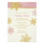Pink Gold Ivory Snowflake Winter Bridal Shower Card