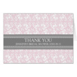 Pink Gray Damask Bridal Shower Thank You Card