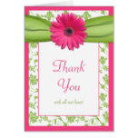 Pink Green Daisy Floral Wedding Thank You Card