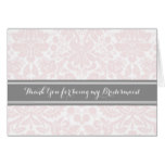 Pink Grey Damask Thank You Bridesmaid Card