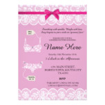Pink Lingerie Shower Bridal Party Lace Bow Invites