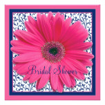 Pink Navy Gerbera Daisy Bridal Shower Invitation