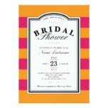 Pink Orange Striped Stylish Bridal Shower Invite