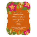 Pink Orange Tropical Hibiscus Flower Bridal Shower Card