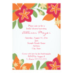 Pink Orange Tropical Hibiscus Flower Bridal Shower Card