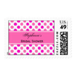 Pink Polka Dot Pattern Bridal Shower Stamp