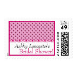 Pink Polka Dots Bridal Shower Custom Name V02 Postage Stamp