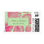Pink Seashell Wedding Invitation Postage Stamp